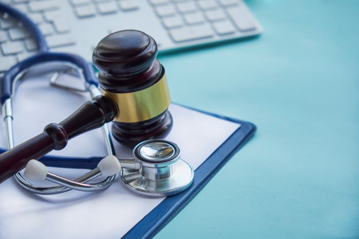 A stethoscope and gavel